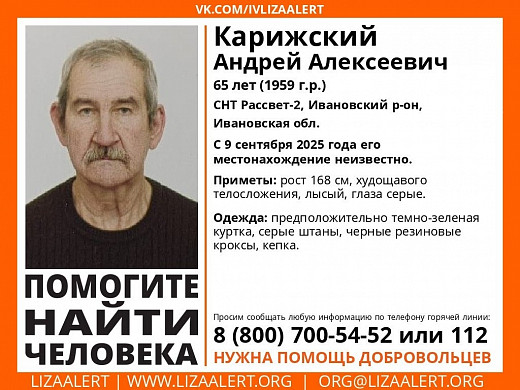 В Ивановской области ищут пропавшего 9 сентября пенсионера